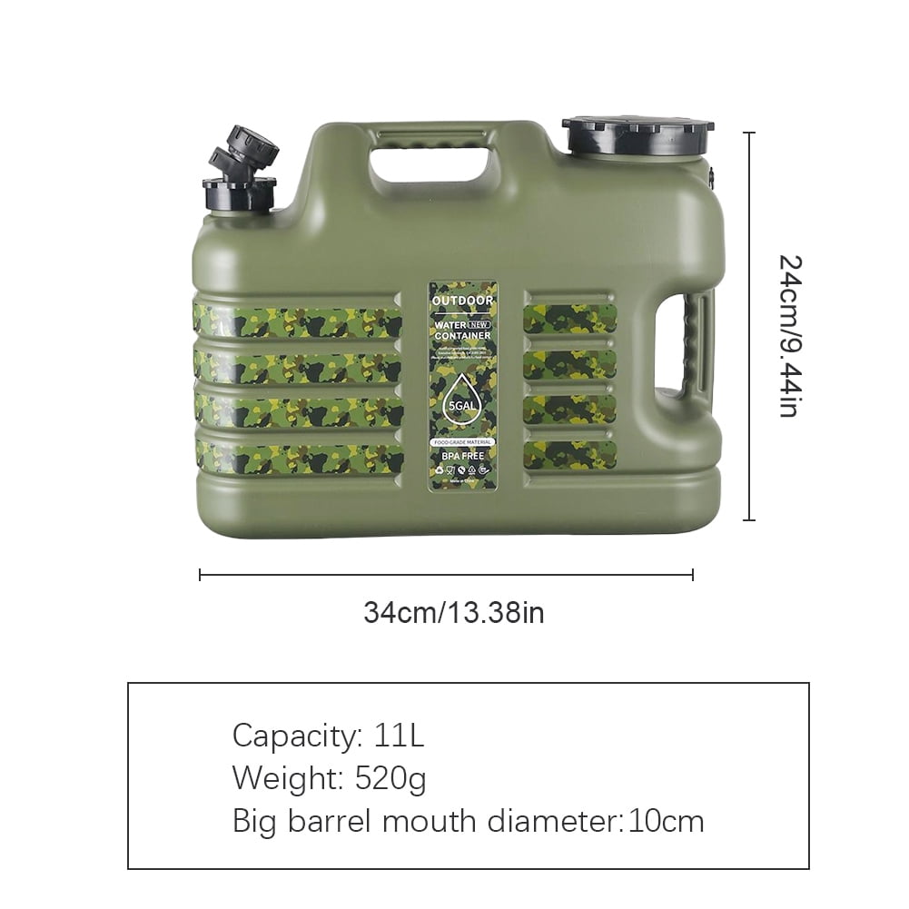 SHUWND 3 Gallon Camping Water Jug with Spigot, Camping Water Container BPA Free Water Storage No Leakage for Outdoor Hiking Picnic Supplies, Green