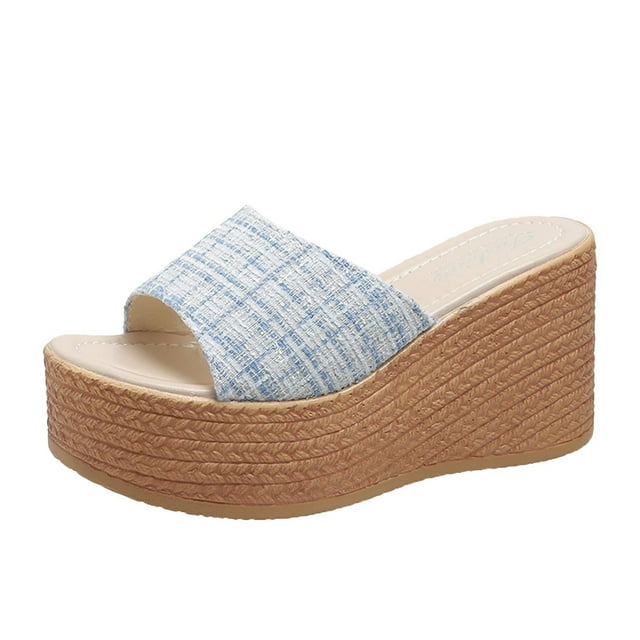 Amzcrzy Zapatos de mujer,Zapatos de mujer,Zapatillas de mujer, Sandalias de playa con suela gruesa y tacón alto para mujer, de una sola línea Sandalias Mujer Zapatillas De Casa