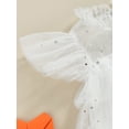 thumbnail image 6 of TSEXIEFOOFU Toddler Kids Girls Dress Stars Moon Sequins Fly Sleeve Princess Dress Summer Casual Ruffles Tulle Dress, 6 of 9