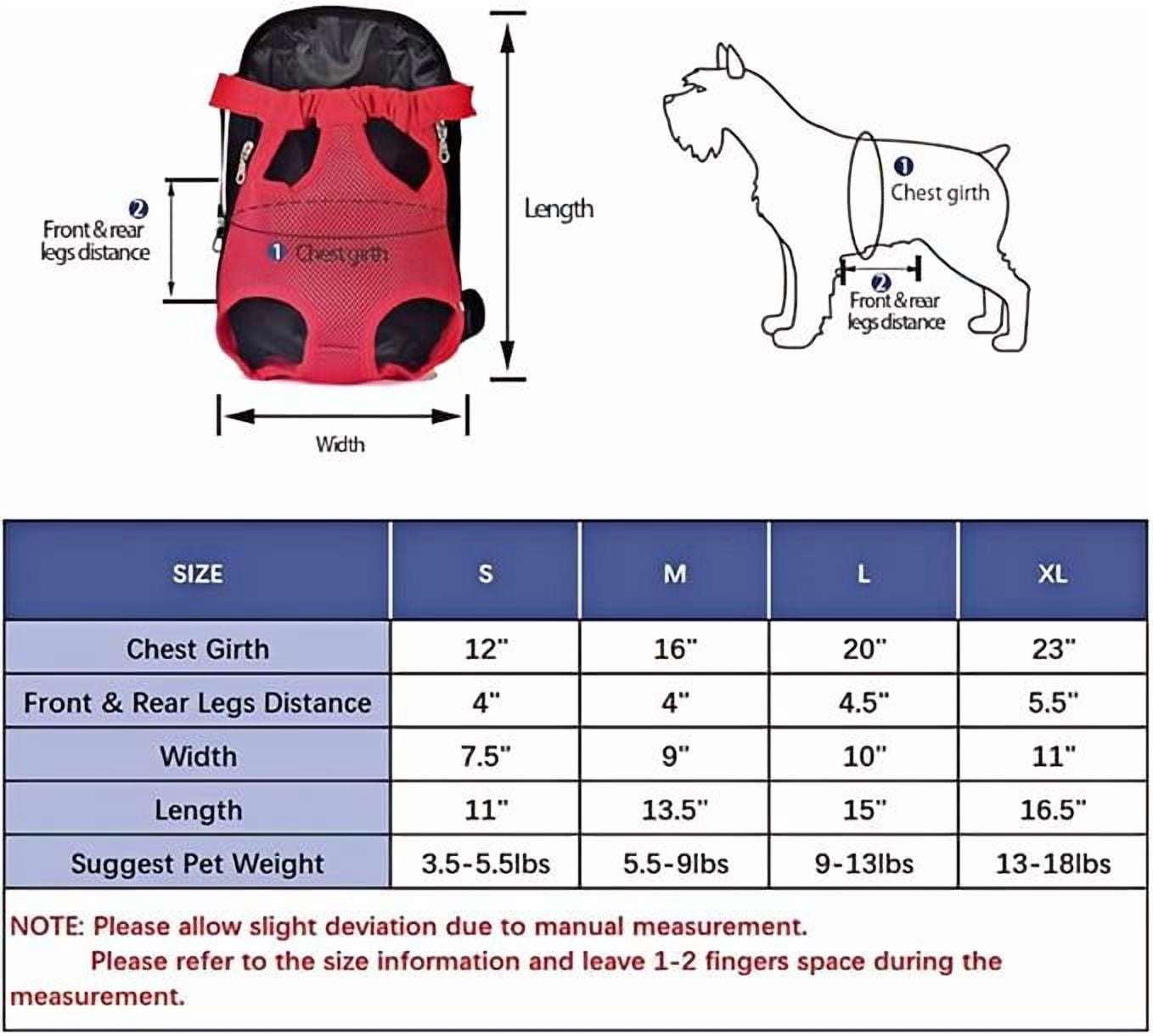 Taotanxi Dog Carrier Backpack, Adjustable Dog Pet Cat Front Carrier Backpack | Ventilated Dog Chest Carrier for Hiking Camping Travel, for Small Medium Dog Cat Puppies, Large, 12-16 lbs, Navy