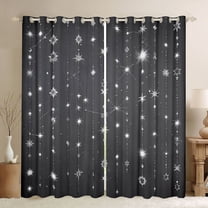 jejeloiu Constellation Theme Blackout Curtains Set of 2 (52x84 Each),Stars Print Window Curtains,Gray White Curtains and Drapes For Teens,Microfiber Bedroom Decor