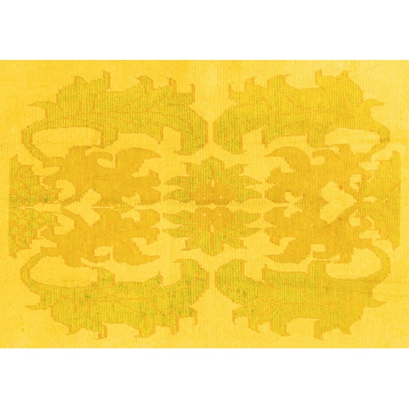 Ahgly Company Machine Washable Indoor Rectangle Abstract Yellow Modern Area Rugs, 6' x 9'
