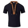 thumbnail image 4 of New Summer Arrivals YLSDY V Neck T Shirts Men Patchwork Short Sleeve Tops Regular Fit Lightweight Breathable Vintager Summer Hiking Sport Tees Black S, 4 of 8