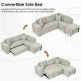 thumbnail image 3 of EUROCO Chenille Convertible L Shaped Sectional Couch,Modular Sectional Sleeper Sofa with Pull Out Couch Bed,1 Movable Ottoman,2 USB Ports and 2 Cup Holders for Living Room Apartment,86.6"×74", 3 of 8