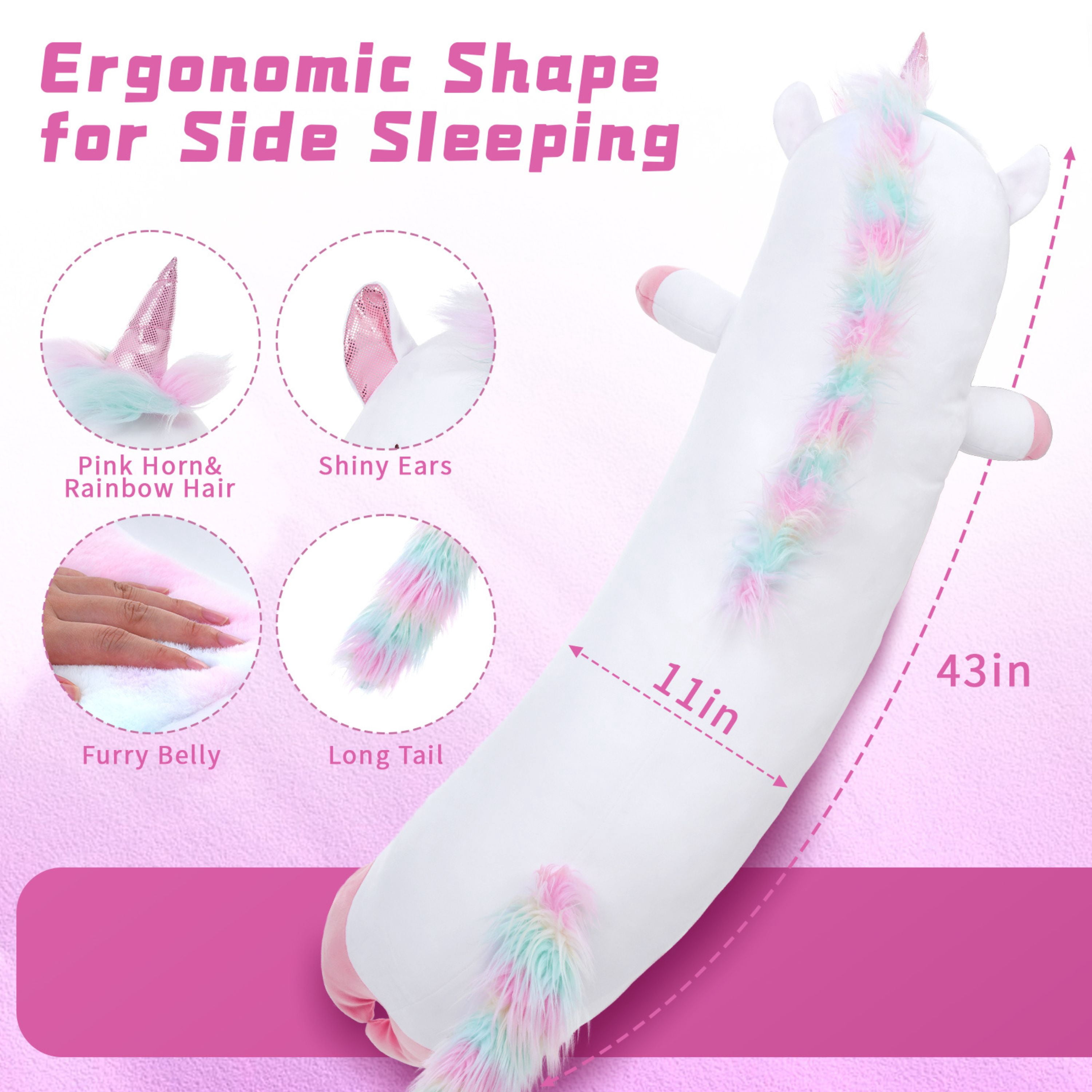 Tezituor 43'' Unicorn Stuffed Aniaml Giant Unicorn Plush Body Pillow Plush Toy