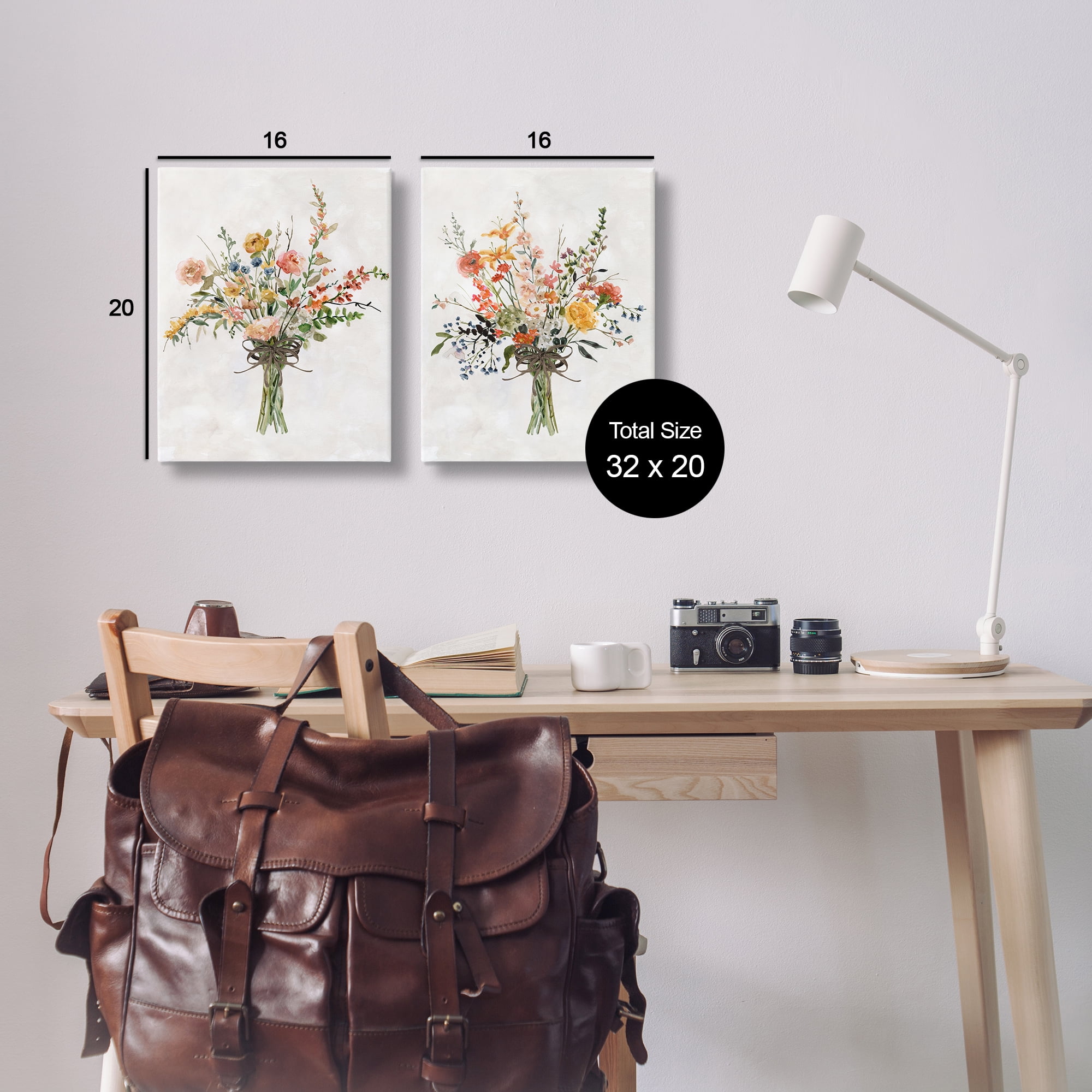 Stupell Industries Fresh Cut Tied Floral Bouquet Plants & Flowers Painting Wrapped Canvas Art Print Wall Art, 16 x 20, Set of 2