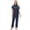 Navy women's 2 piece lounge set a1, variant on Usloyux Women's 2 Piece Outfits Short Sleeve Collared Shirt and Pants Matching Lounge Set Solid Casual Tracksuit with Elastic Waist, Coffee M