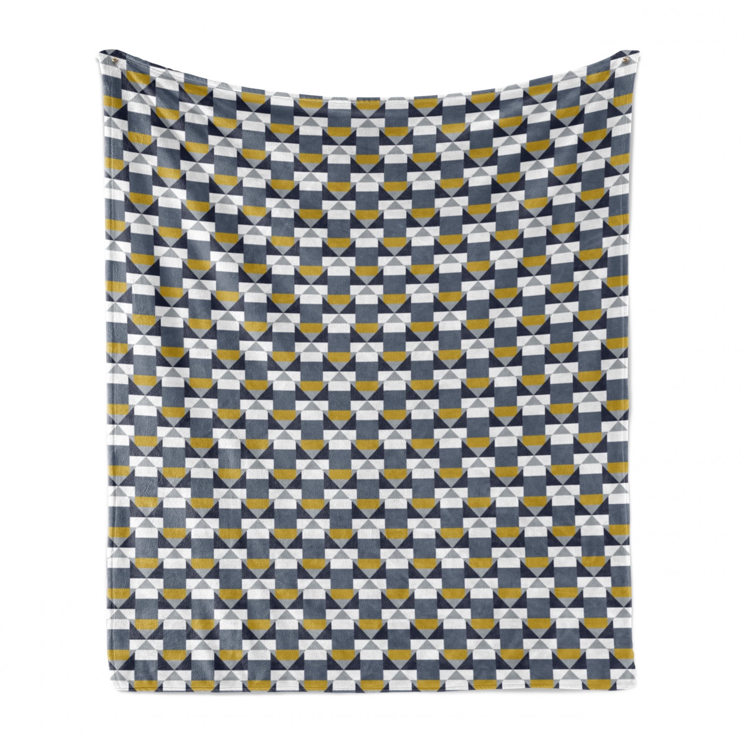 Polygonal Yellow Blue Super Soft Microfleece Blanket 
