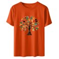 thumbnail image 5 of Dadaria T-Shirt Orange pour Femmes Manches Courtes Col Rond Été Chandail Blouses S, 5 of 5