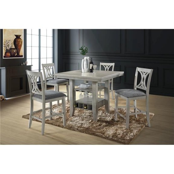 21 x 19 x 41 in. Dining Chairs, White & Gray - Set of 2