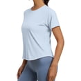 thumbnail image 6 of Workout Tops for Women Breathable Loose Fit Yoga T Shirts Short Sleeve Running Gym Athletic Tee Top Blue, 6 of 9