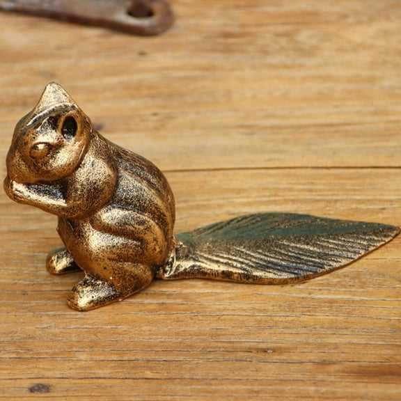 Supvox Squirrel Shaped Cast Iron Door Stopper Weighted Anti Collision for Home