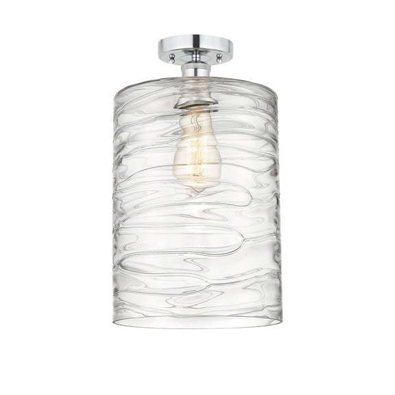 Innovations Lighting Edison Cobbleskill - 1 Light 9" Semi-Flush Mount Deco Swirl/Polished Chrome