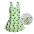 thumbnail image 6 of Uourmeti Girls' Skirted One Piece Swim Dress - Watercolor Shamrock, Horseshoe & Daisy Print - Quick Dry, Stretchy Bathing Suit for Beach & Pool, 6 of 8