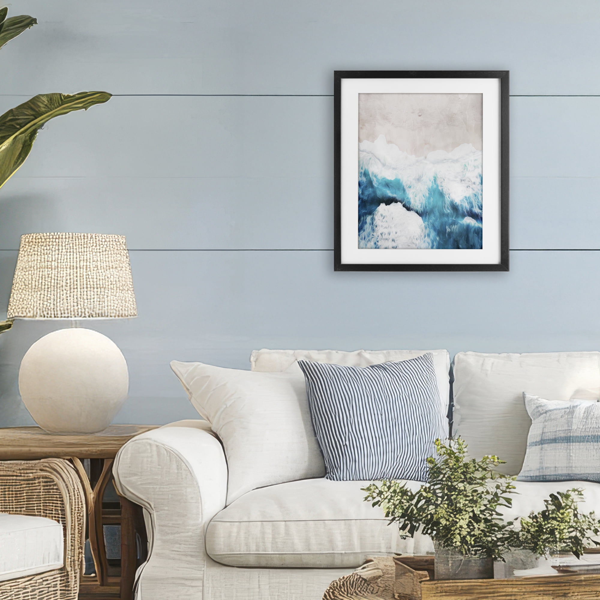 Stupell Industries On The Beach Aerial Black Framed Print Under Glass, design by Milli Villa