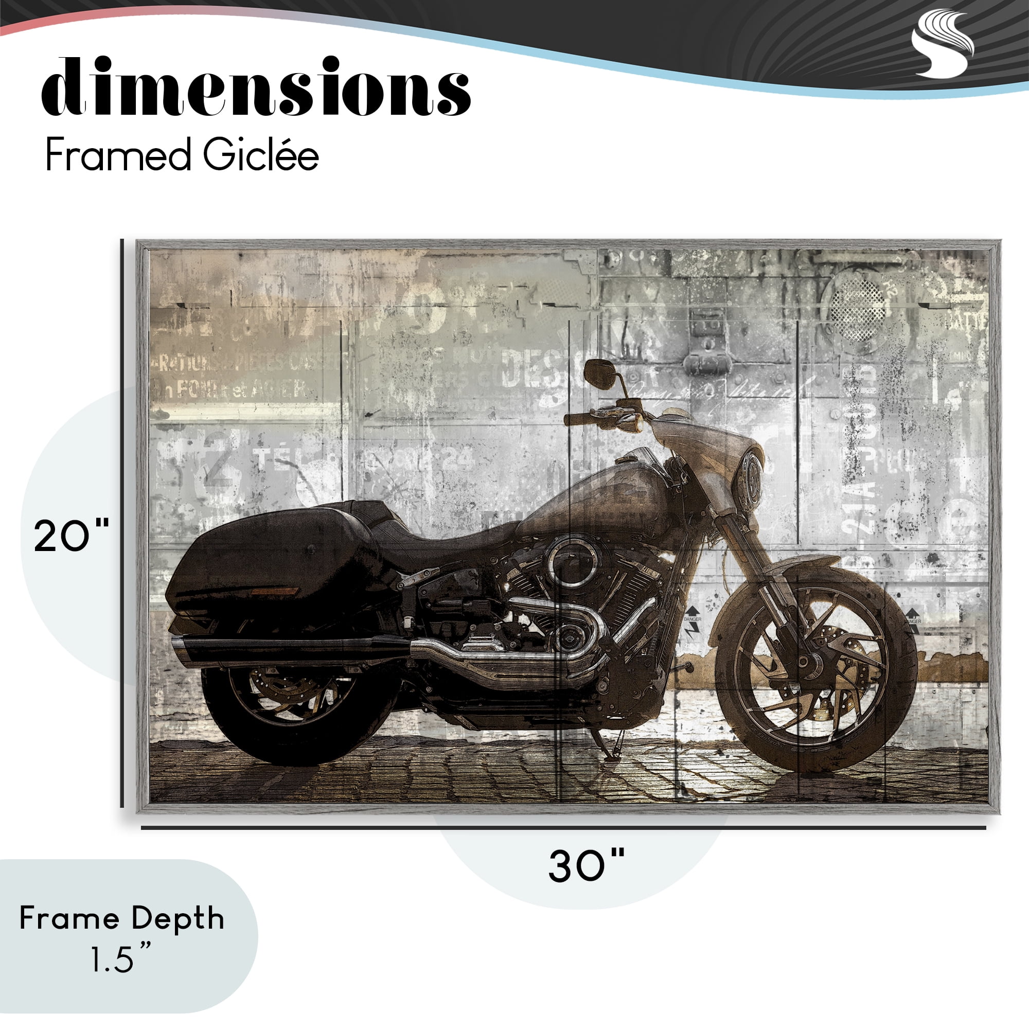 Stupell Industries Sunset Ride Motorcycle Gray Framed Giclee Art, design by Kim Allen