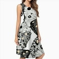 thumbnail image 2 of Monochrome Butterfly Wings Pattern Casual Sleeveless Loose Sundress Dress For Women Summer Dress Daily Woman, 2 of 4