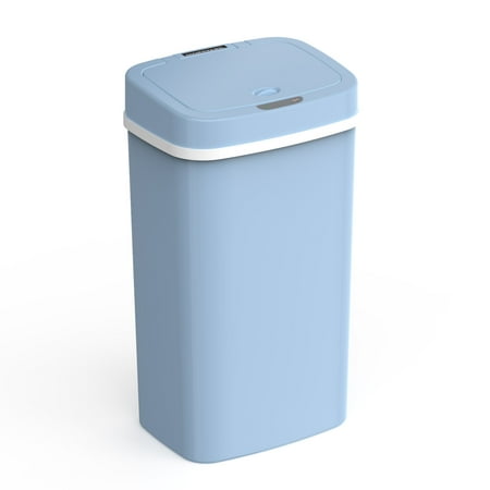 Nine Stars Automatic Nursery Trash Can, 4-Gallon Plastic, Motion Sensor Hands-Free Soft-Close Lid Garbage Bin, Blue