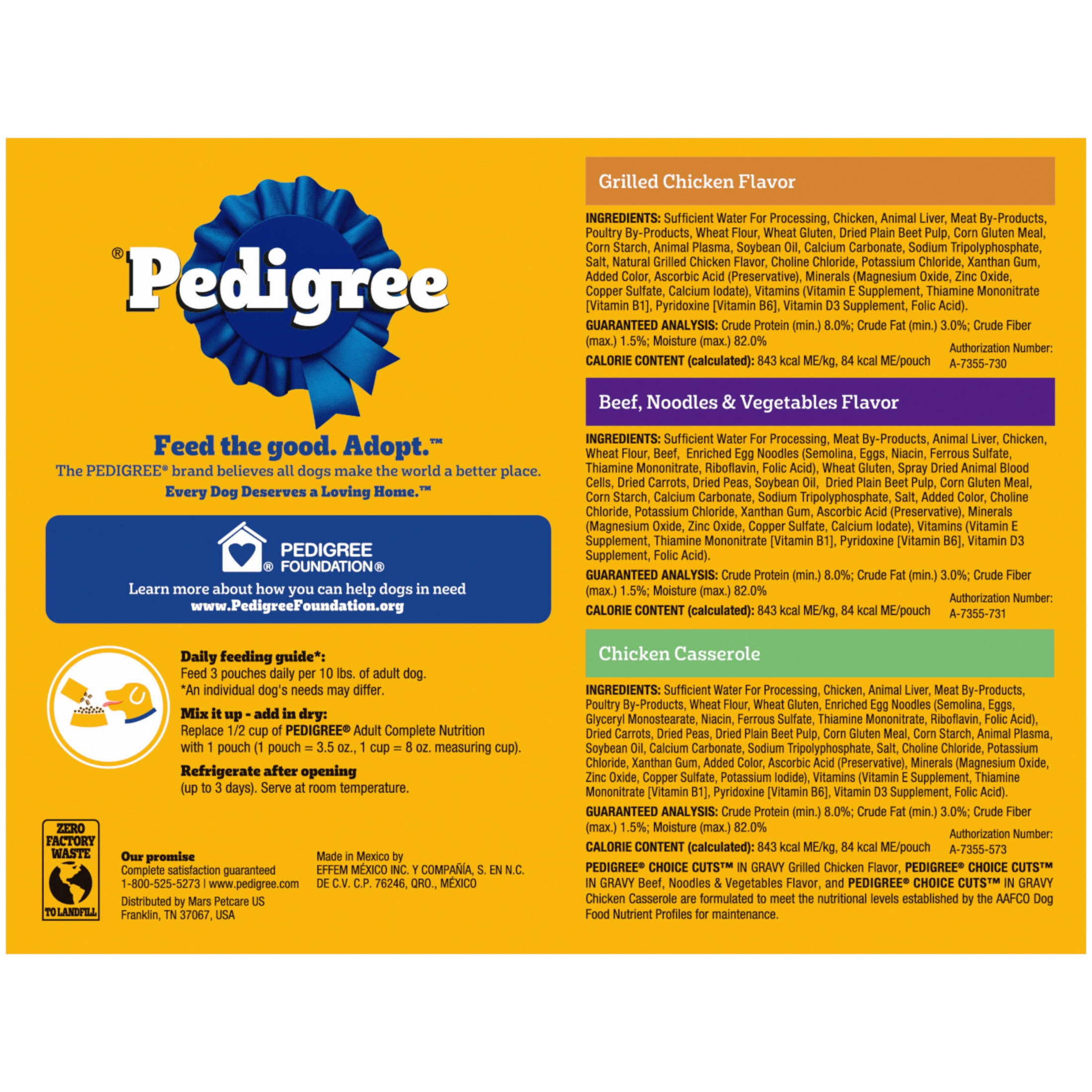 (6 pack) Pedigree Choice Cuts In Gravy Wet Dog Food Chicken Casserole Variety Pack, 3.5 Oz Pouches, 18 Count