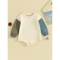 thumbnail image 2 of Bagilaanoe Newborn Baby Girl Oversized Romper Sweatshirt Long Sleeve Bodysuits Contrast Color Pullover 3M 6M 12M 18M 24M Infant Casual Tee Tops, 2 of 9
