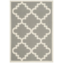 SAFAVIEH Courtyard Jaylee Geometric Indoor/Outdoor Area Rug, Anthracite/Beige, 4' x 5'7"