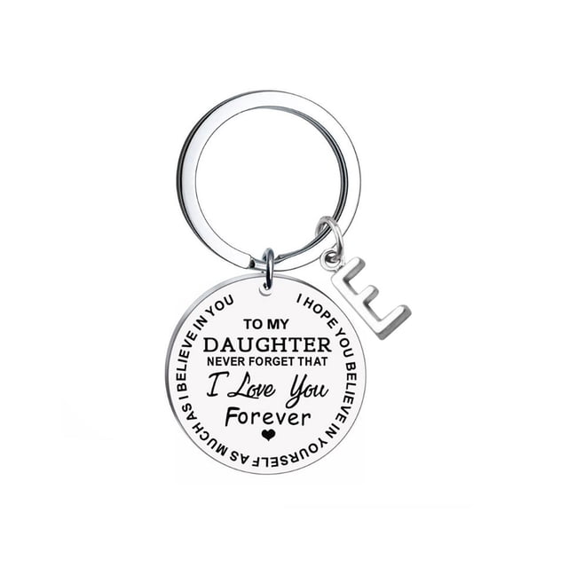 Up to 65% Off Creative DIY To My Daughter Stainless Steel Last Name 26 Letter Keychain 2.5cm Necklace Rings Earring Jewelry on Clearance