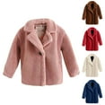 thumbnail image 5 of KAUOD Girls Fuzzy Peacoat Plain Open Front Collar Sherpa Outwear Kids Toddler Winter Padded Fleece Warm Coats with Pockets, 5 of 5