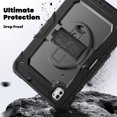 thumbnail image 3 of Case for iPad Pro 11 Inch (M4 2024/M5 2025) with Screen Protector, 360 Degree Rotating Kickstand Hand Strap Heavy Duty Shockproof Cover with Shoulder Strap, Black, 3 of 7