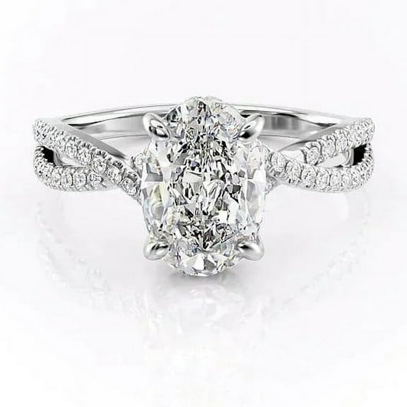 2.5CT Oval Diamond Vine intertwining Engagement band Ring in 10k white gold for women