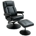 thumbnail image 2 of HOMCOM Swivel Recliner, Manual PU Leather Armchair with Ottoman Footrest for Living Room, Office, Bedroom, Black, 2 of 9