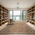thumbnail image 2 of ODIKA 9'x12' Washable Area Rug Ivory Southwestern Tug Geometric Interlocking Faded Vintage Farmhouse for Master Suite, California King, Under Bed, Non-Shedding, Easy Care, 2 of 7