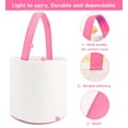 thumbnail image 2 of Cylinder Bunny Ear Easter Basket, Dual Layer Canvas Bag With Bunny Design for Easter Egg Hunt Basket Carrying Eggs Gifts for Kids Holding Toys Books School Project Lunch Box-Cylinder Bag- Pink, 2 of 8