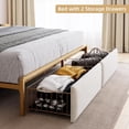 thumbnail image 6 of Full Size Upholstered Platform Bed Frame with RGB LED Lights and 2 Storage Drawers, Metal Platform Bed with USB Ports & Outlets, Noise-Free Design, No Box Spring Needed, Beige, 6 of 9