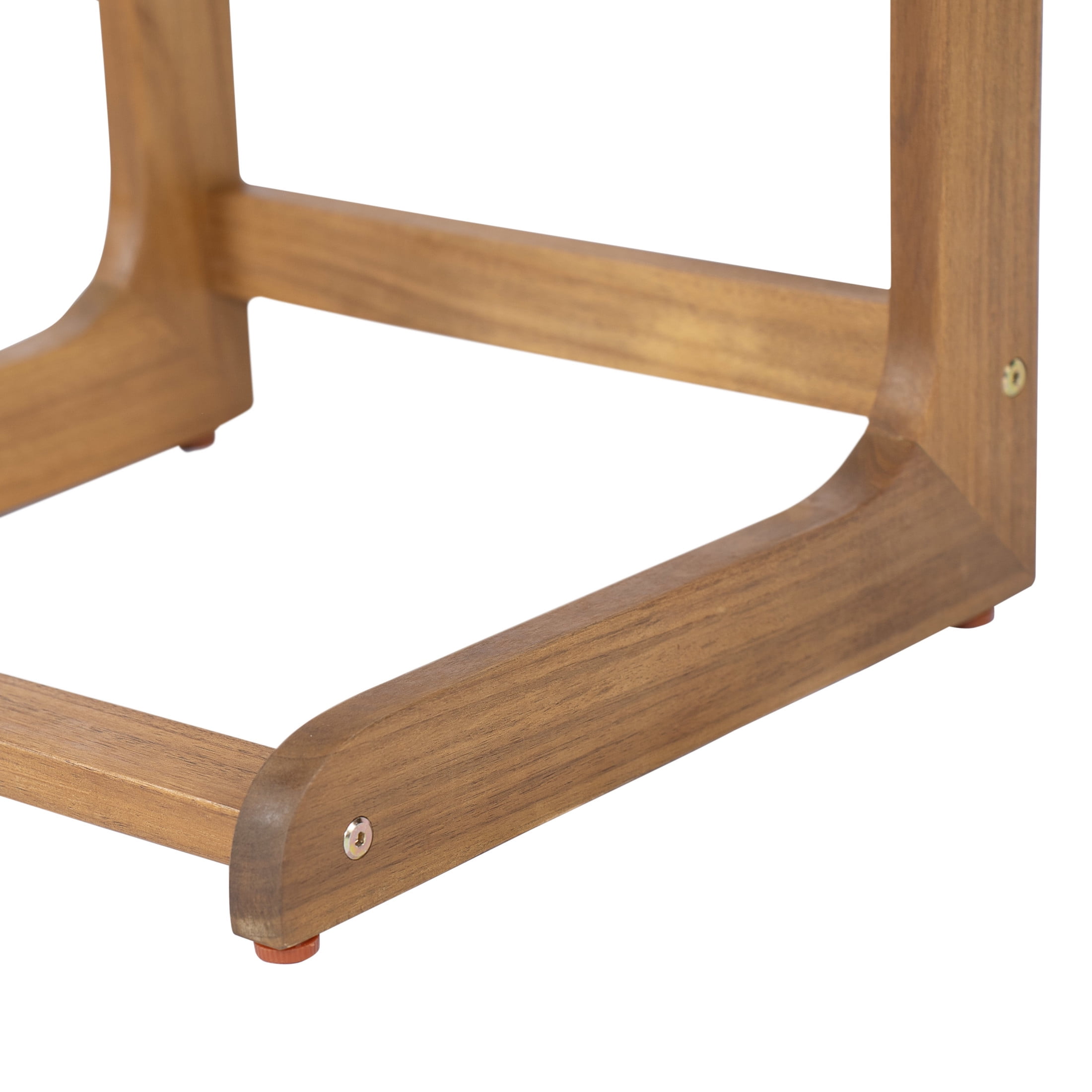 Christopher Knight Home Modern Outdoor C-Shaped Side Table, Solid Acacia Wood Sofa Snack Table, Natural Finish