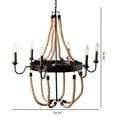 thumbnail image 2 of Baxton Studio Cassia Vintage Industrial Antique Style Hemp and Dark Bronze Metal 6 Light Chandelier, 2 of 6