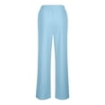 thumbnail image 4 of Wide Leg Linen Pant Women Summer Womens Wide Leg Linen Pants Yoga Womens Cotton Pull On Pants with Pockets Light Blue,S, 4 of 5
