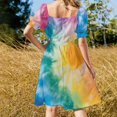 thumbnail image 3 of Colorful Tie Dye Vortex Women's Summer Short Sleeve Casual Dresses Floral Party Dress, 3 of 7