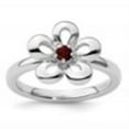 thumbnail image 2 of Auriga 925 Sterling Silver Polished Garnet Flower Ring for Women Size- 10, 2 of 4