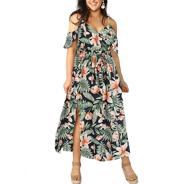 Avamo Sundress for Women Women Plus Size Summer Hawaiian Floral Dress ...