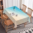 thumbnail image 2 of Summer Seaside Beach Tablecloth, 60x84 Inch Blue Sea Waves Sand Beach Ocean Sea Farmhouse Polyester Fabric Table Cloth Thick,Waterproof Table Cover for Dining Beach Themed Party Decoration, 2 of 7