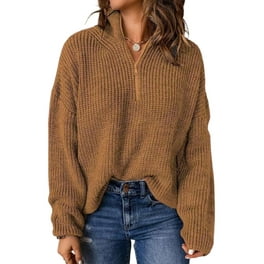 Outfmvch hoodies for women Oversized Half Zip Pullover Sweatshirt Quarter  Zip Hoodie Sweater Teen Girls Fall Clothes womens tops Brown