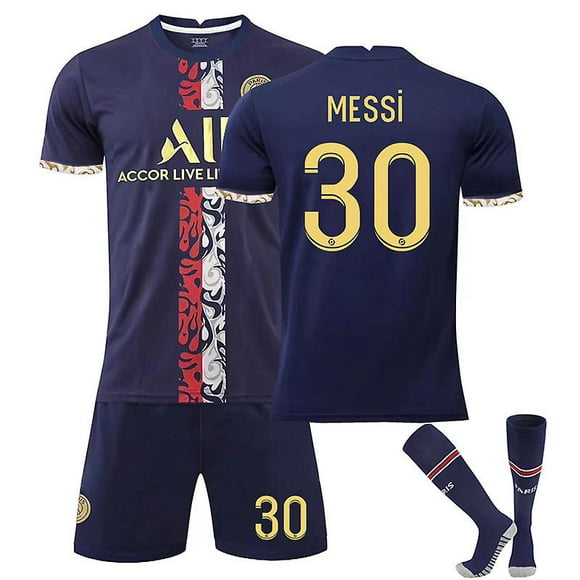 New Season Messi #30 Jersey Home Men's Paris Soccer T-shirts Jersey Set Adult Children
