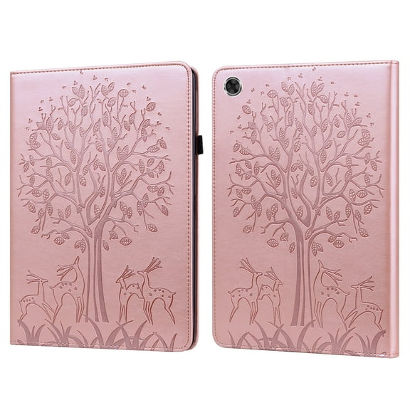 TOP SHE Case for (8 Inch) Lenovo Tab M8 HD (Model TB-8505X /TB-8505F) - Synthetic Leather Protective Case Lightweight Slim Thin Cute Tree Pattern Stand Case with Card Holder (Rosegold)