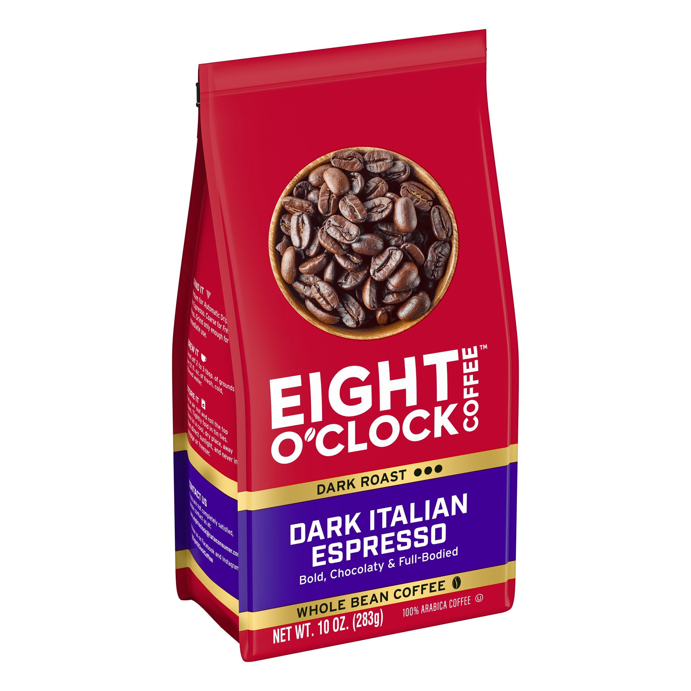 (2 pack) Eight O'Clock Coffee Dark Italian Espresso Whole Bean Medium Roast Arabica Coffee 10 oz
