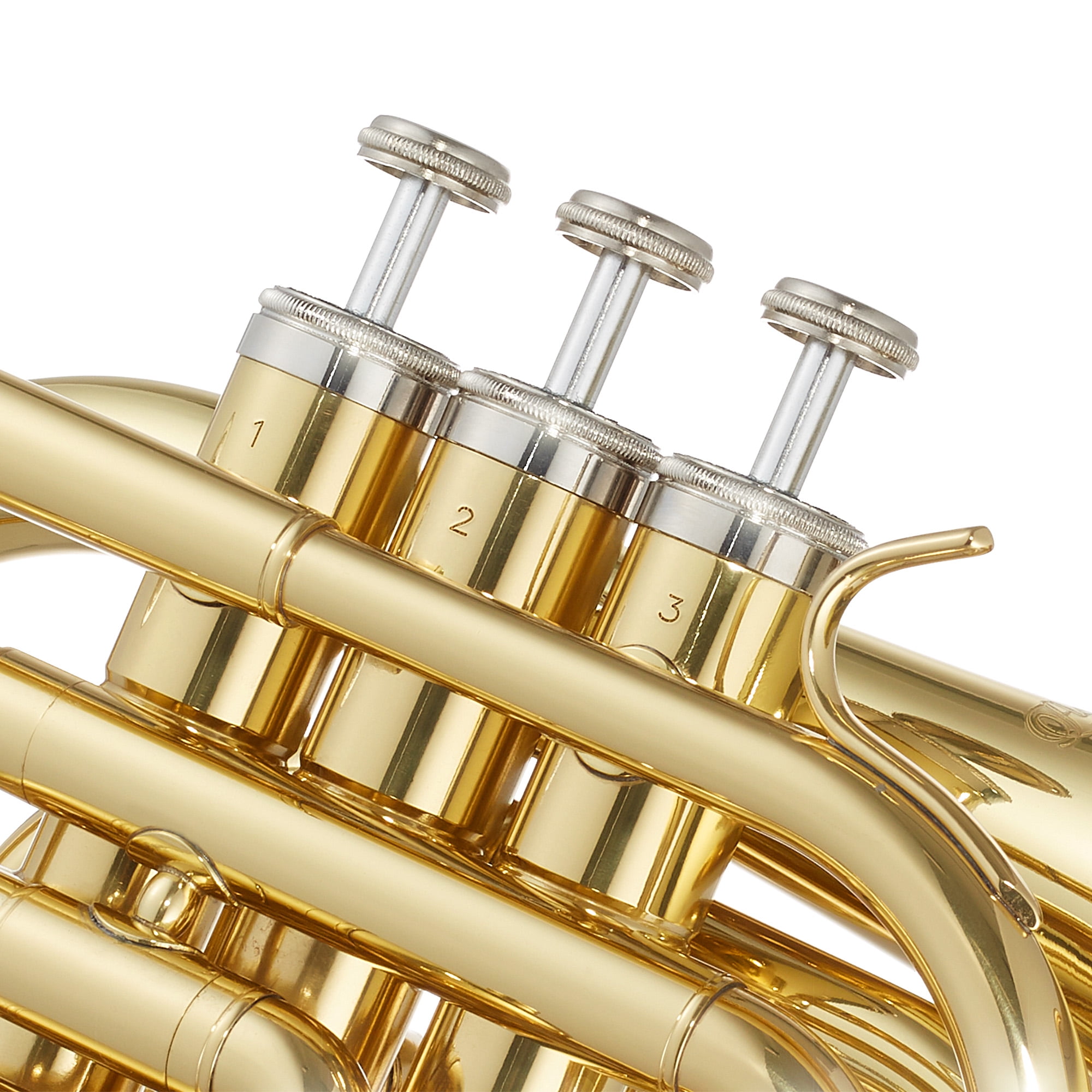 Ashthorpe Bb Brass Pocket Trumpet with Gold Lacquer Finish - Includes Case, Mouthpiece, Gloves, Cleaning Cloth, Valve Oil