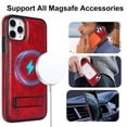 thumbnail image 2 of ELEHOLD Case for iPhone 11 Pro Max, Luxury PU Leather Anti-Scratch Magnetic Case with Invisible Kickstand for MagSafe Accessory,Winered, 2 of 8