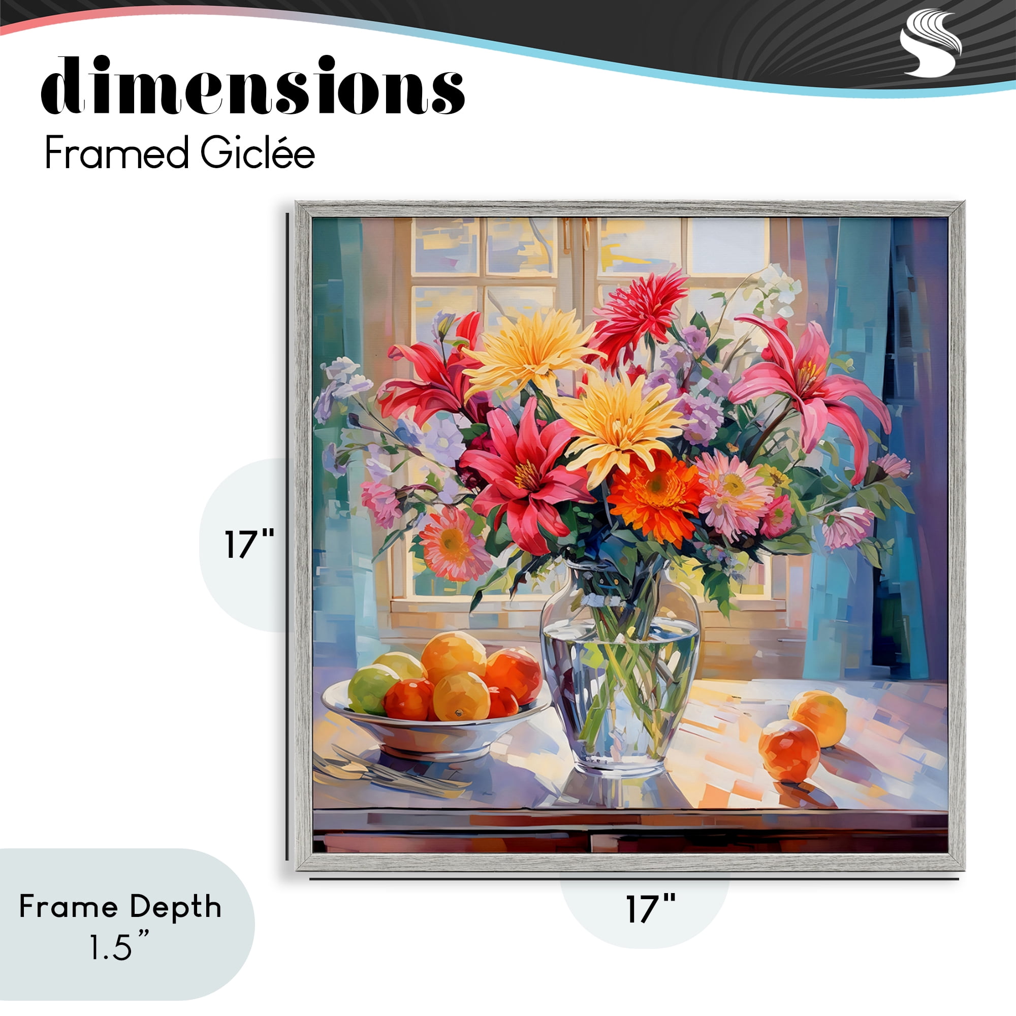 Stupell Industries Summer Flowers & Fruit Gray Framed Giclee Art, design by Creative Studio