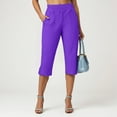 thumbnail image 6 of YDFCWXW Women Pull-on Stretch Capri Pants High Waisted Crop Pants Casual Capris Yoga Pants Purple, M, 6 of 9