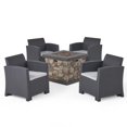 thumbnail image 2 of Noble House Caley Outdoor 4-Seater Print Chat Set w/ Fire Pit Stone, 2 of 9