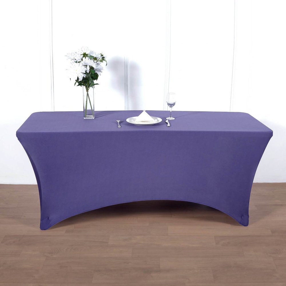 Efavormart 8 Ft Rectangular Spandex Table Cover for Kitchen Dining